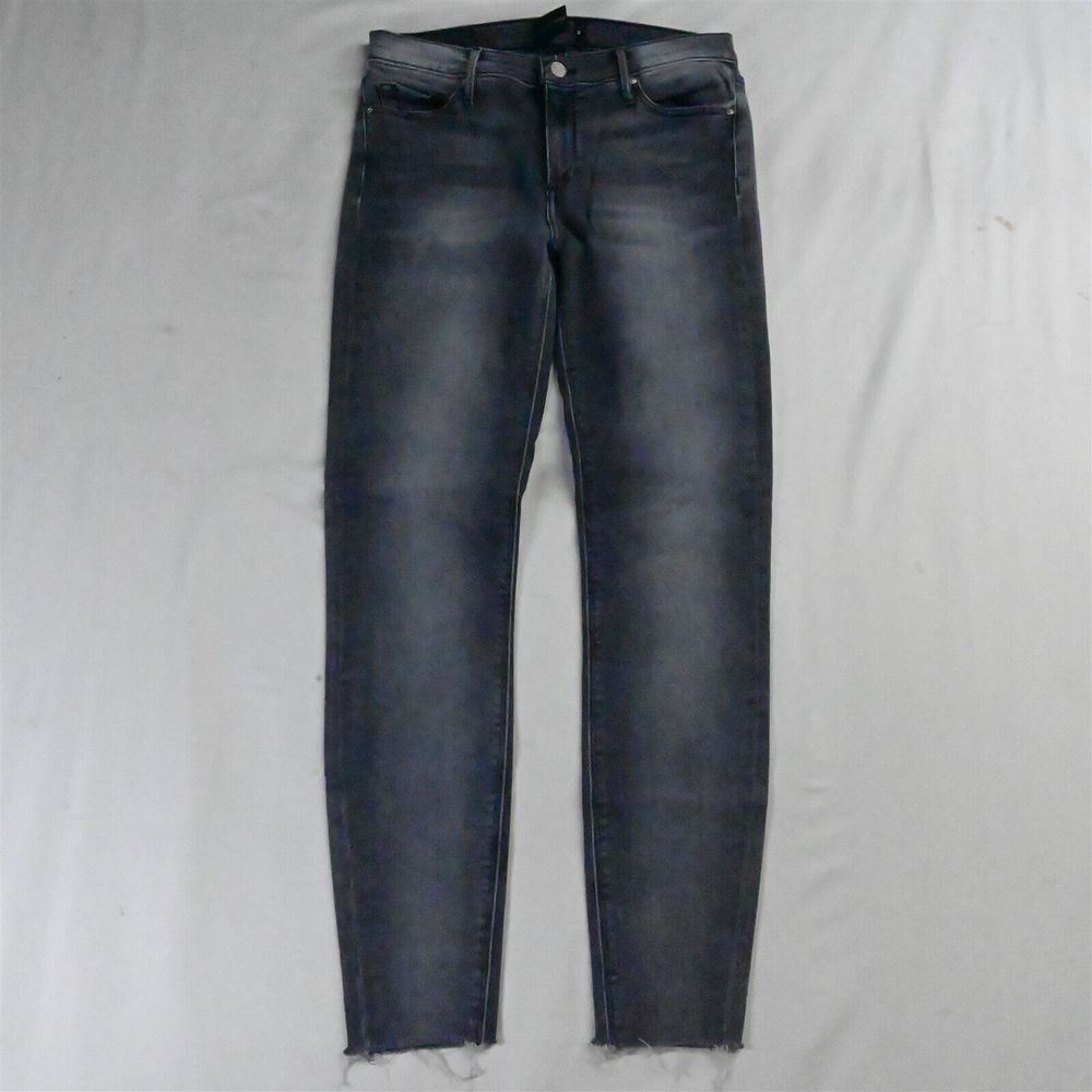 Black Orchid 27 Skinny Raw Hem Washed Gray Stretch Denim Womens Jeans